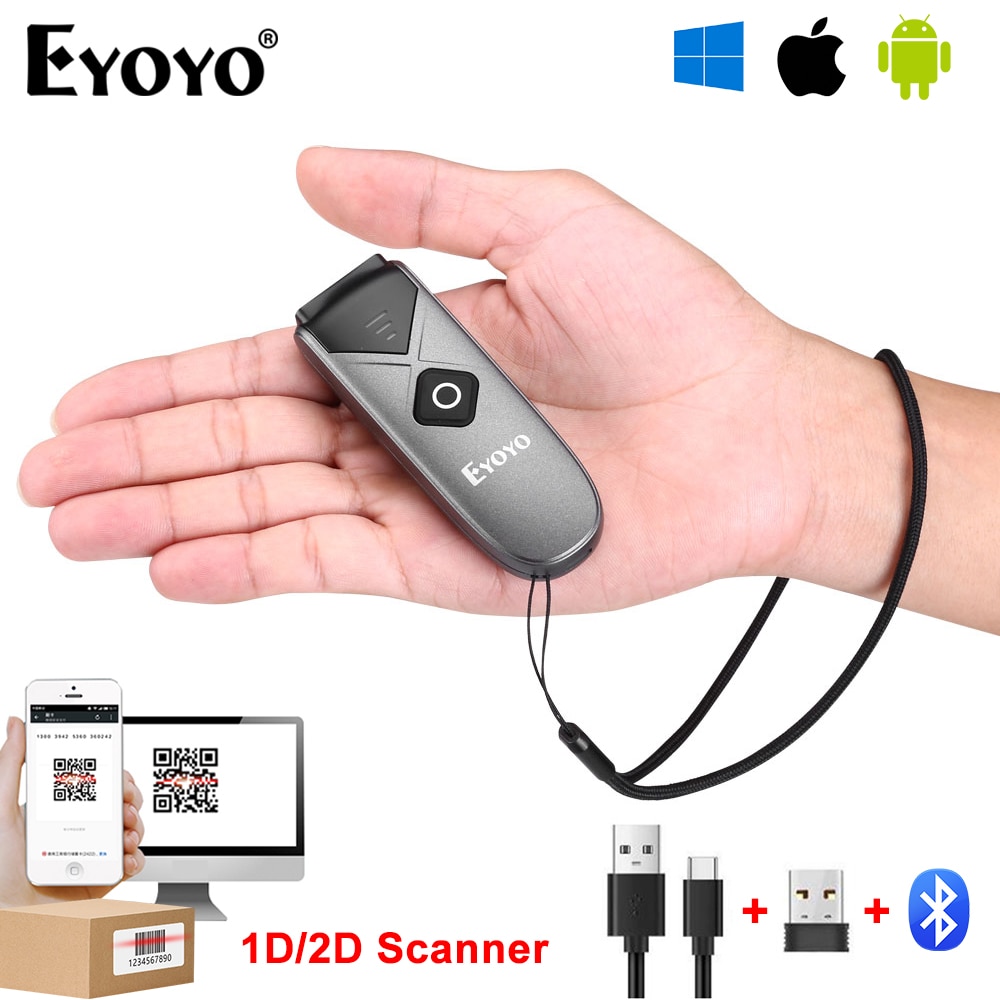 Eyoyo Mini ޴ 1D 2D Bluetooth ڵ ĳ QR ڵ ȭ ̹  PDF417  Ʈ COM ĵ USB   2.4G   ĵ, ĳ